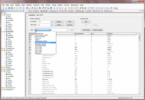 Functions Panel – Function Set Defaults