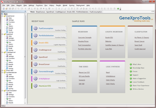 The new Home Panel of GeneXproTools 5.0